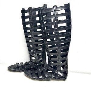 MIA Gladiator Boot Tall Sandals Flats Black Size 6.5